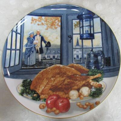 2 Vintage Plates, Pilgrims Thanksgiving #856 and Colonial Thanksgiving #316