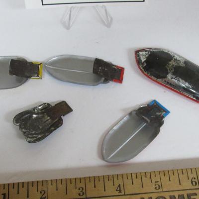 Vintage Tin Clickers and Whistle, Lot of 5