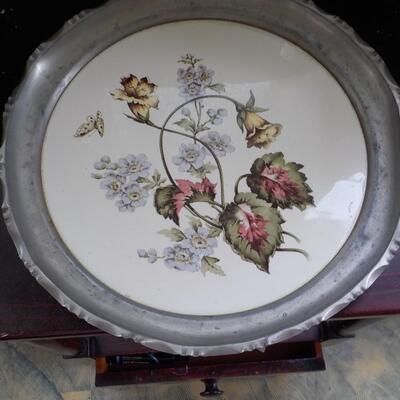 Vintage engraved on porcelain serving platter.