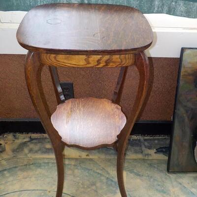 "Early 1900's Tiger wood end table".