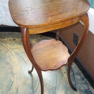 "Early 1900's Tiger wood end table".