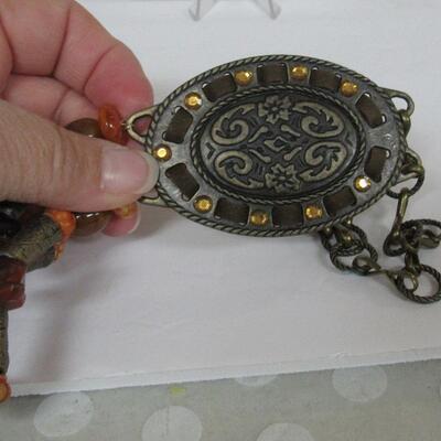 Retro 1970s Hippie Beaded Belt, Glass, Stone and Brass Beads