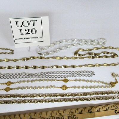 4 Necklaces, 1 Rosary, 1 Bracelet, Metal and Plastic