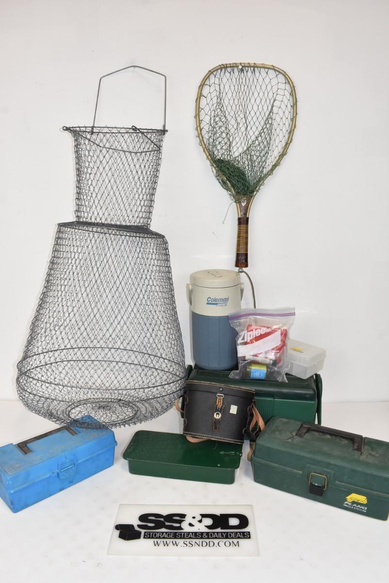 Tackle Box Netting 9 pc Outdoor: Net, Tackle Boxes, Binoculars Case, Coleman Water Jug ...