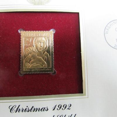 Lot of 1st Day Issue 22K Gold Replica Stamps, 2003 Arctic Tundra Caribou,  1990 Eisenhauer, 1992 Christmas 