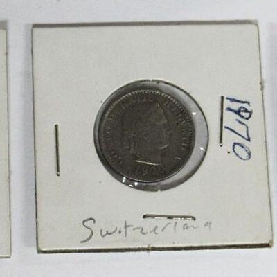 Lot of 3 Foreign Coins, Belgium, Canada, And Switzerland