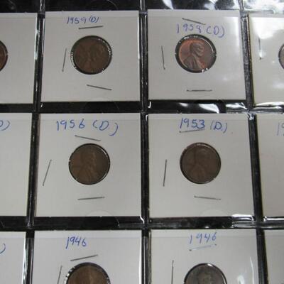14 Vintage Wheat Pennies, Various Dates From 1941-1959