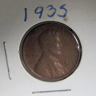 1957 Quarter, 1900 Liberty Nickel, 1935 Penny, 1935 Buffalo Nickel, No Date Buffalo Nickel