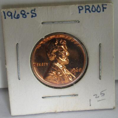1968 S Proof Penny, 1905 Indianhead Penny, 1940 and 1944 Mercury Dimes