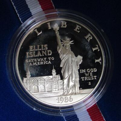 US Mint 1986 S Ellis Island Liberty Silver Dollar Proof