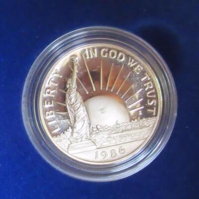 US Mint 1986 S Liberty, Ellis Island Silver Dollar, Clad Half Proof Set