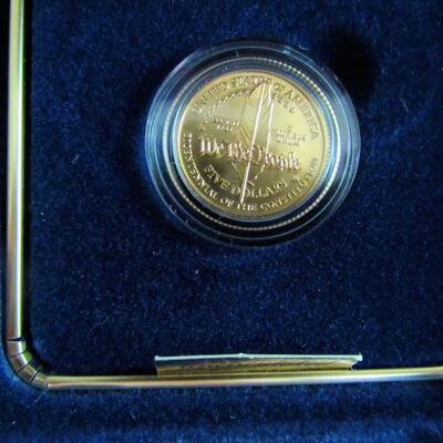 US Mint Uncirculated 1987 West Point Constitution $5.00 Gold Coin In Original Packaging