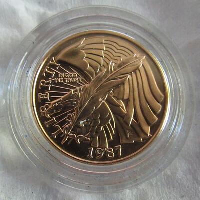 US Mint Uncirculated 1987 West Point Constitution $5.00 Gold Coin In Original Packaging