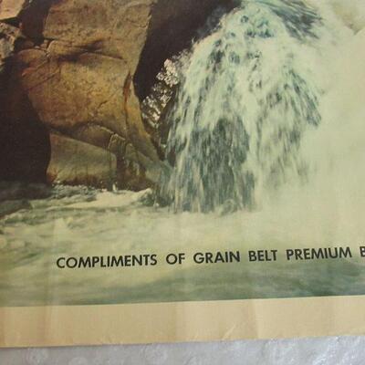 Vintage 1950s Grain Belt Advertising Print on Canvas, Man With Canoe