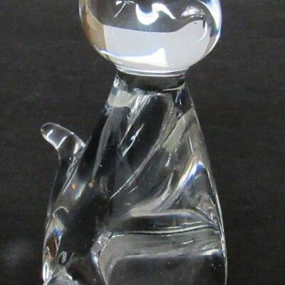 Cute Clear Glass Cat Figurine