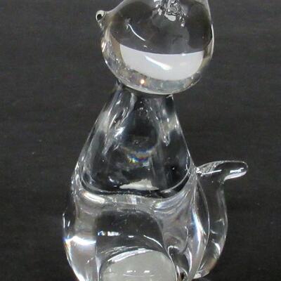 Cute Clear Glass Cat Figurine
