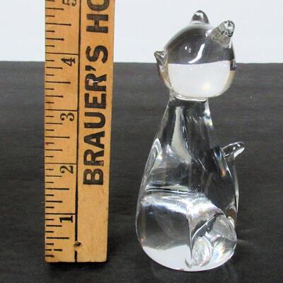 Cute Clear Glass Cat Figurine