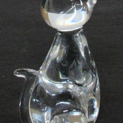 Cute Clear Glass Cat Figurine