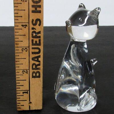 Cute Clear Glass Cat Figurine