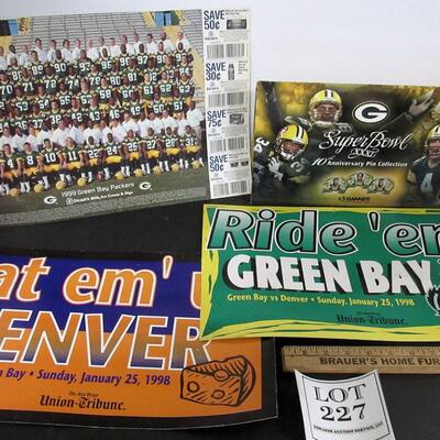 GB Packers 1999 Team Photo, 1 Packers Pin Collection Holder (no pins), 2 Cardboard Posters