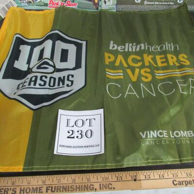 Lot of GB Packers Team Pictures 1999, 2000, Top 10 90s Team Ad, Packers Vs Cancer Flag