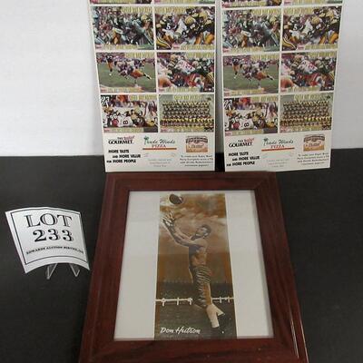 Don Hutson Copy of Photograph, Framed, 2 GB Packers Football Cards From Trade Winds Pizza Ad