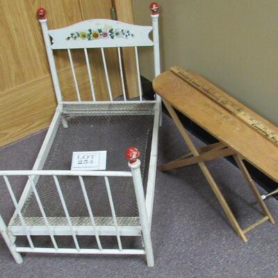 Antique Child's Doll Bed, Antique Child's Ironing Board With Neenah Advertising