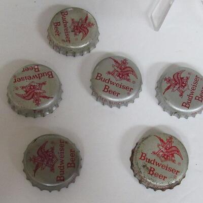 Jar of Older Budweiser Beer Bottle Caps, Some Have Cork Inside