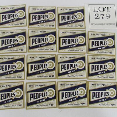 Lot of 20 Very Nice Old Peoples Beer Bottle Labels, 7 Fl Oz