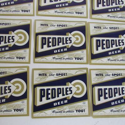 Lot of 20 Very Nice Old Peoples Beer Bottle Labels, 7 Fl Oz