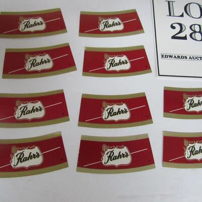 10 Old Rahr's Beer Bottle Neck Labels, Nice Shape