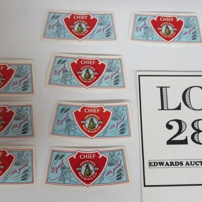 Lot of 12 vintage Chief Oshkosh Beer Bottle Neck Labels, Nice