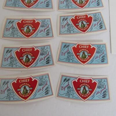 Lot of 15 Old Chief Oshkosh Beer Bottle Neck Labels, Nice