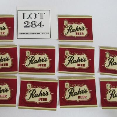 10 Vintage Rahr's Beer Bottle Labels, Nice