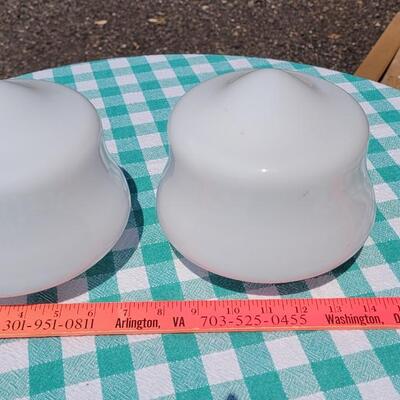 Lot 2: (2) White Glass Schoolhouse Light Covers