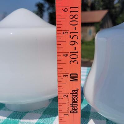 Lot 2: (2) White Glass Schoolhouse Light Covers