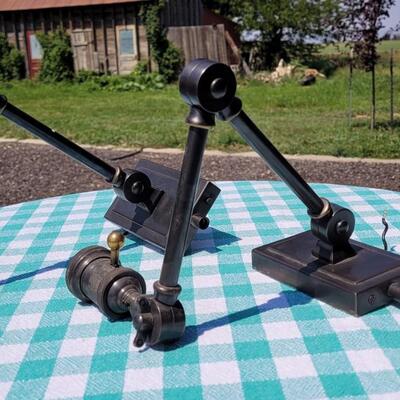 Lot 5: Industrial Brushed Copper Wall Mounted Lamps with (2) Bulb Clamp Shades
