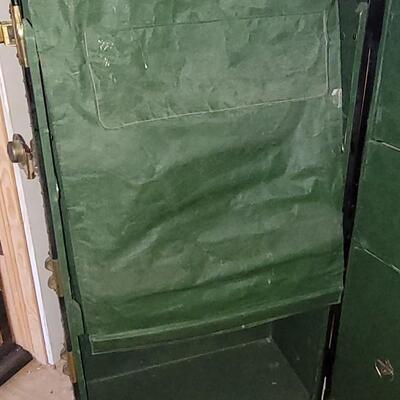 Lot 14: Hartman Trunk Co. Train/Steamer Wardrobe Chest - Black with Brass Hardware & Green Interior Great Condition!