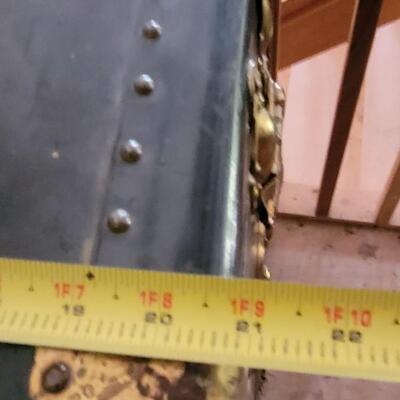 Lot 14: Hartman Trunk Co. Train/Steamer Wardrobe Chest - Black with Brass Hardware & Green Interior Great Condition!