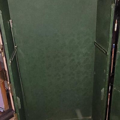 Lot 14: Hartman Trunk Co. Train/Steamer Wardrobe Chest - Black with Brass Hardware & Green Interior Great Condition!