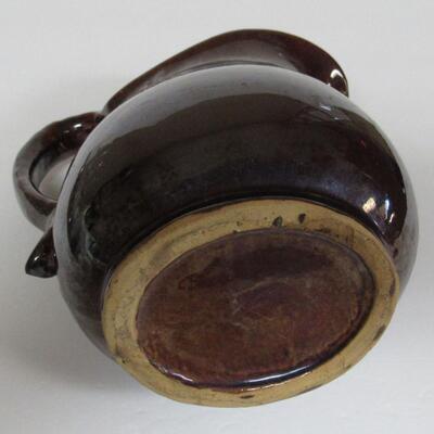 Vintage Brown Glazed Pottery Pitcher, Unmarked