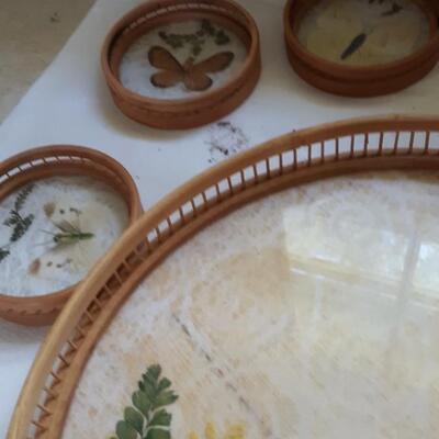 Lot 31 - Vintage Butterfly Tray and Coasters Set