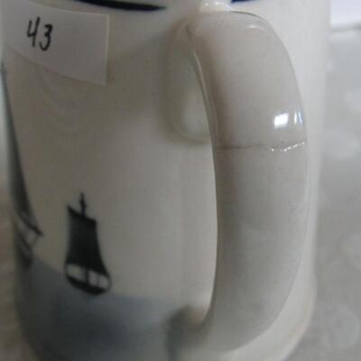 Vintage Czechoslovakia Creamer, Sailboats Pattern