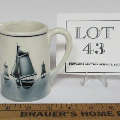 Vintage Czechoslovakia Creamer, Sailboats Pattern