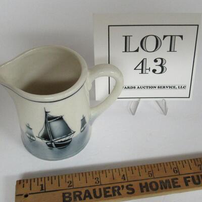Vintage Czechoslovakia Creamer, Sailboats Pattern
