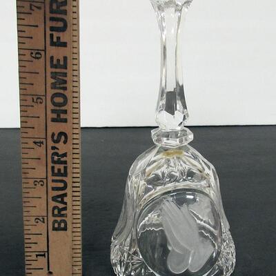 Artmark West Germany Lead Crystal Glass Bell, 1986 Lord's Prayer and Praying Hands Theme