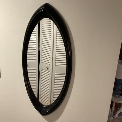 Vintage Syroco Oval Mirror Painted Black