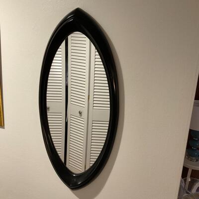 Vintage Syroco Oval Mirror Painted Black