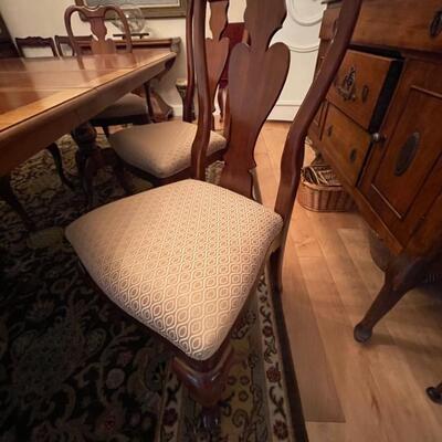 Vintage Edwardian Dining Room Table, 6 chairs, 2 extensions