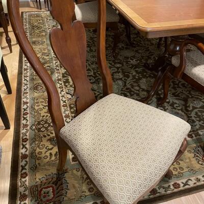 Vintage Edwardian Dining Room Table, 6 chairs, 2 extensions